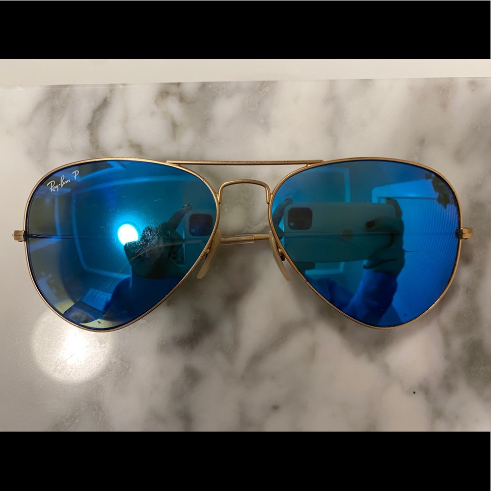 Polarized Ray Bans with Blue Reflective Lens